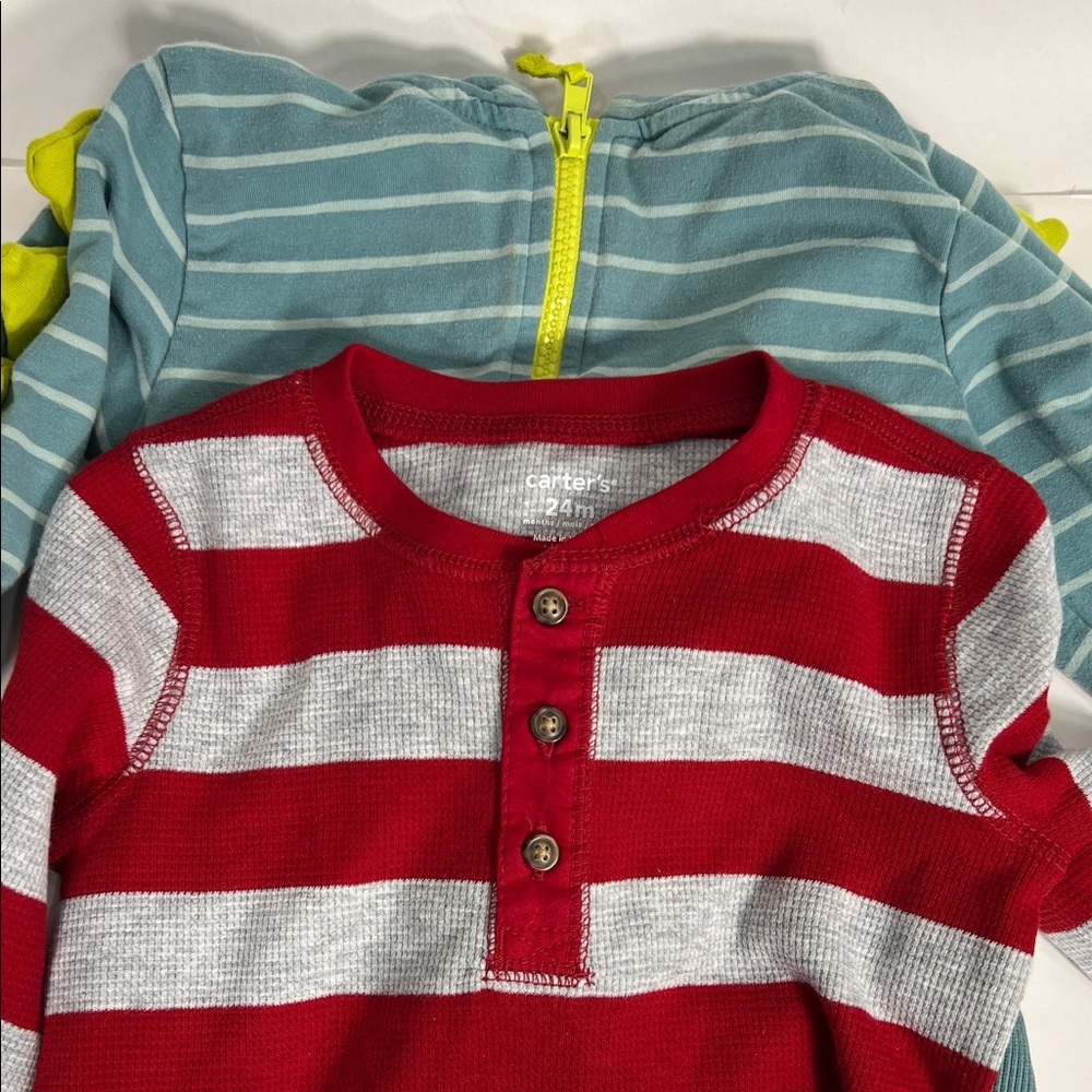 Tommy Bahama & Blue Striped Hoodie and Carter’s Red Striped Shirt Set